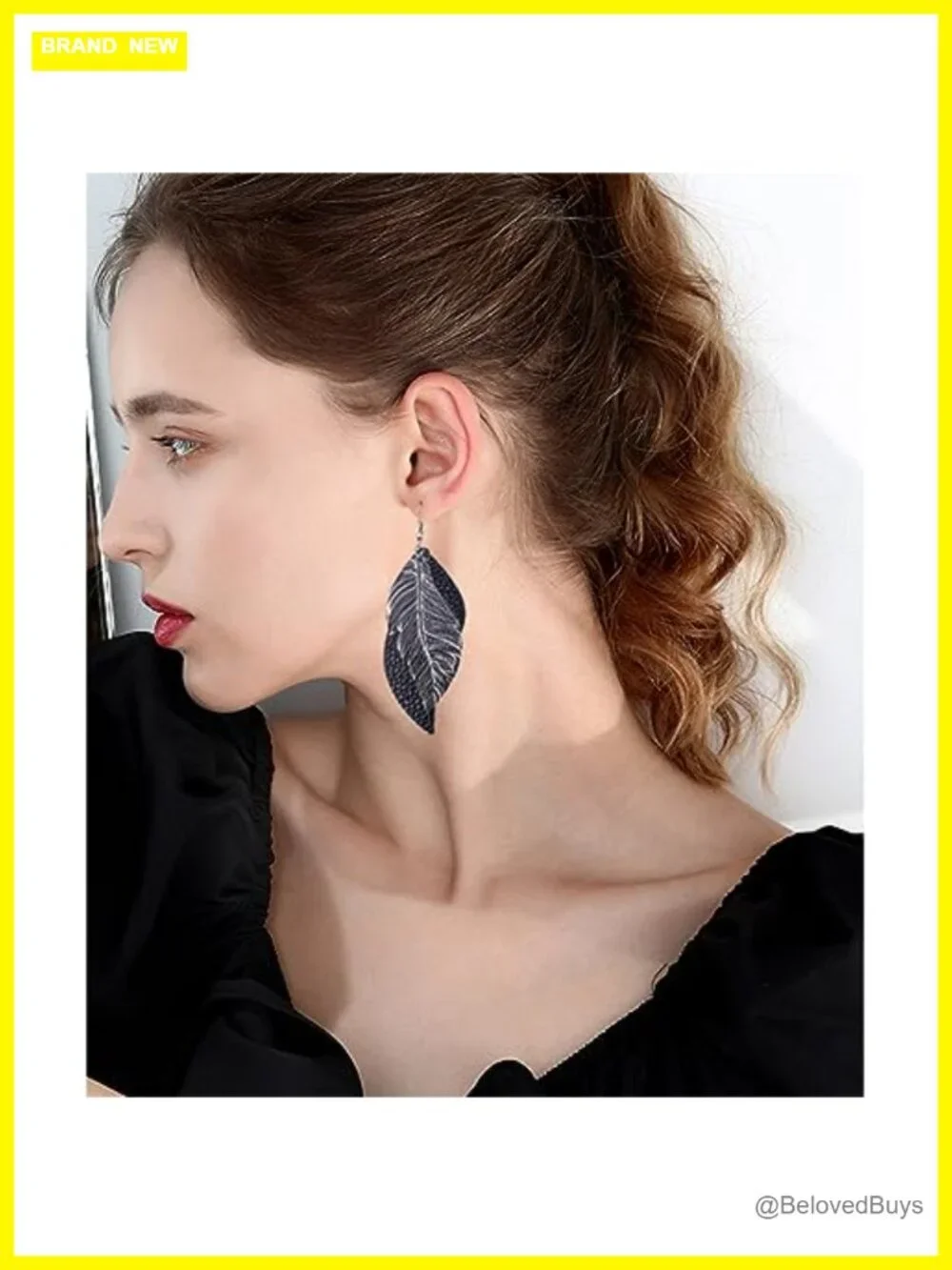 Boho Leaf Drop Earrings Faux Leather Lightweight Women Gift
